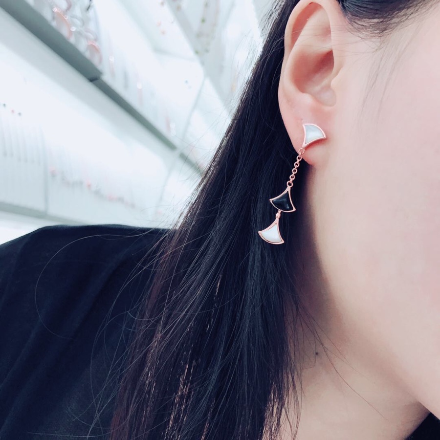 BGE027 3 motifs onyx Divas dream earrings rose gold - ccjewelryacc