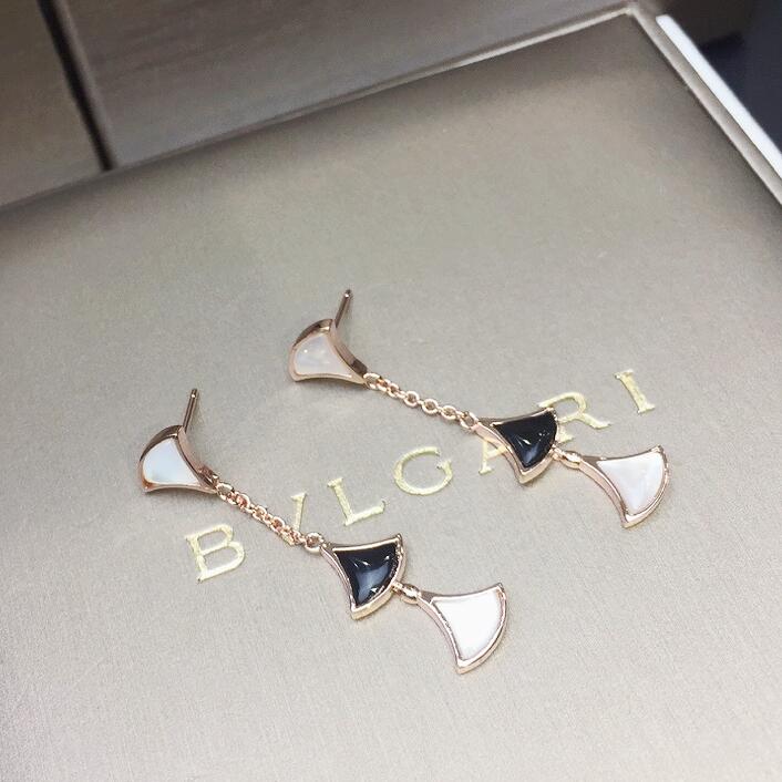 BGE027 3 motifs onyx Divas dream earrings rose gold - ccjewelryacc