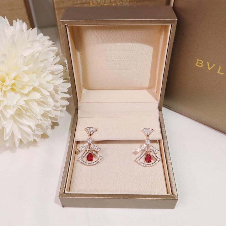 BGE029 Red gemstone and Full diamond Divas dream earrings - ccjewelryacc