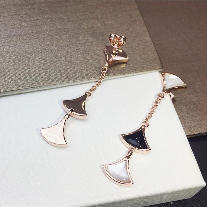 BGE027 3 motifs onyx Divas dream earrings rose gold - ccjewelryacc