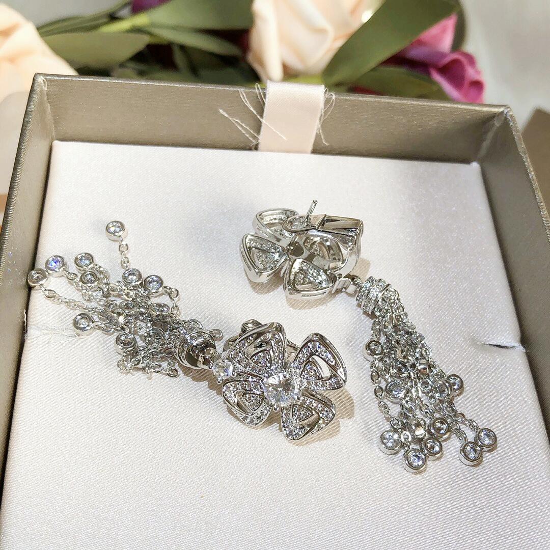 BGES005 S925 Sterling silver full diamond fiorever earrings - ccjewelryacc