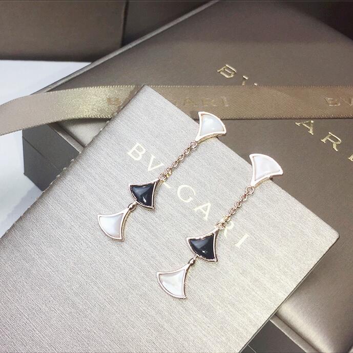 BGE027 3 motifs onyx Divas dream earrings rose gold - ccjewelryacc