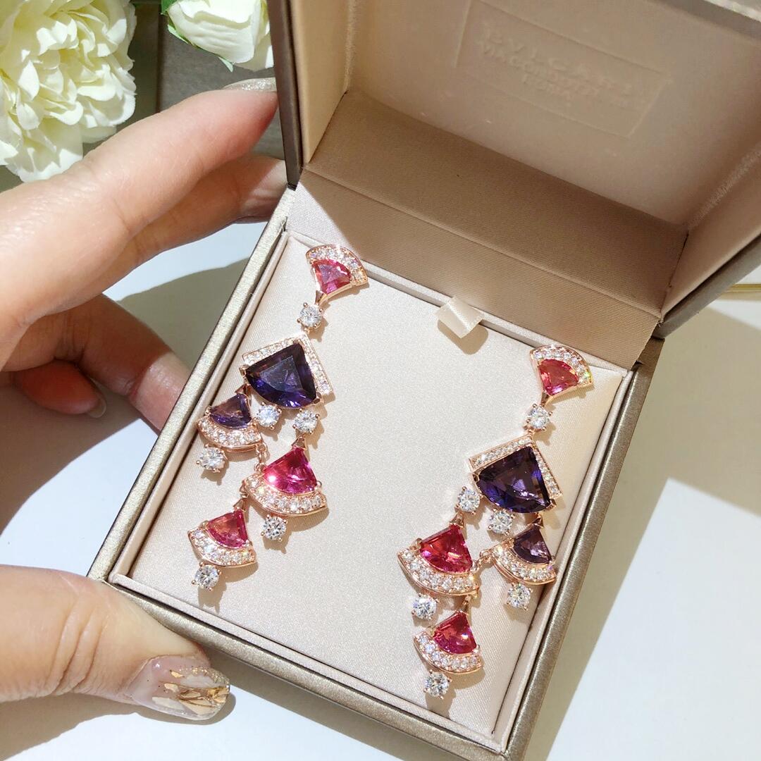 BGE025 Red gemstone diamond divas dream earrings - ccfashionjewelry