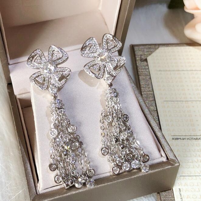 BGES005 S925 Sterling silver full diamond fiorever earrings - ccjewelryacc