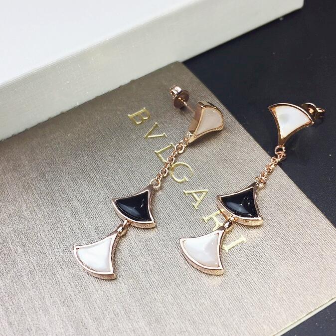 BGE027 3 motifs onyx Divas dream earrings rose gold - ccjewelryacc
