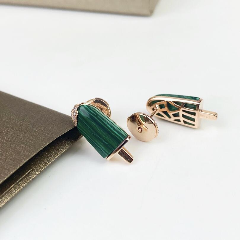 BGE038 Green malachite Ice cream stud earring - ccjewelryacc