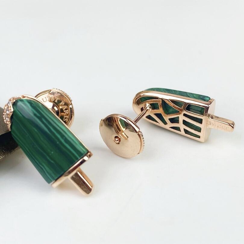 BGE038 Green malachite Ice cream stud earring - ccjewelryacc
