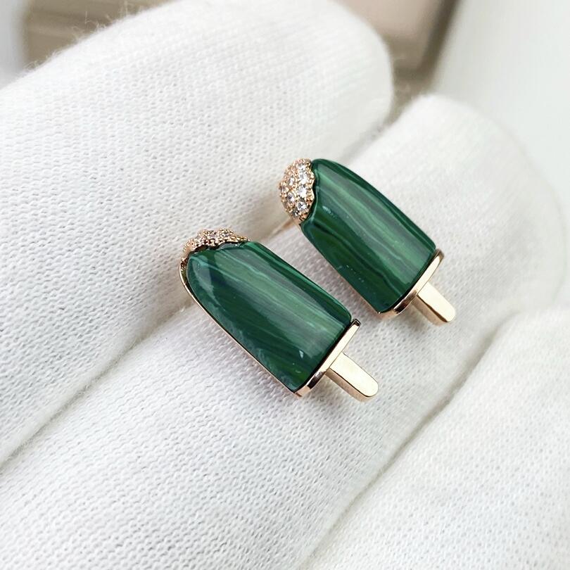 BGE038 Green malachite Ice cream stud earring - ccjewelryacc
