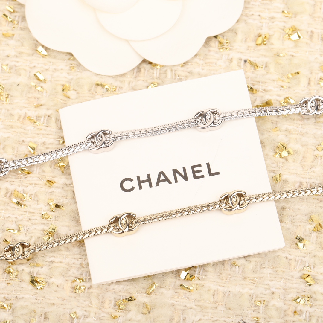 CCN518A Metal snake chain with  7 CC logo choker necklace - ccjewelryacc