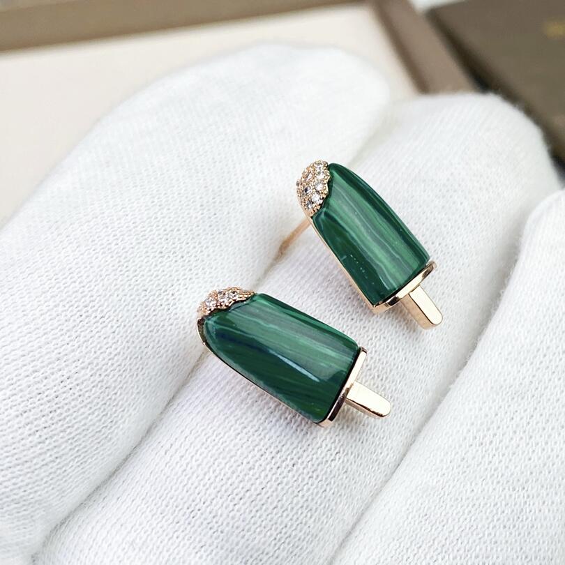 BGE038 Green malachite Ice cream stud earring - ccjewelryacc