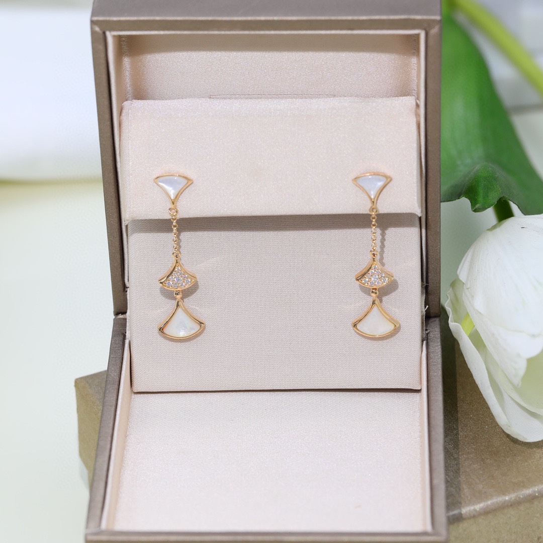 BGE027 3 motifs onyx Divas dream earrings rose gold - ccjewelryacc