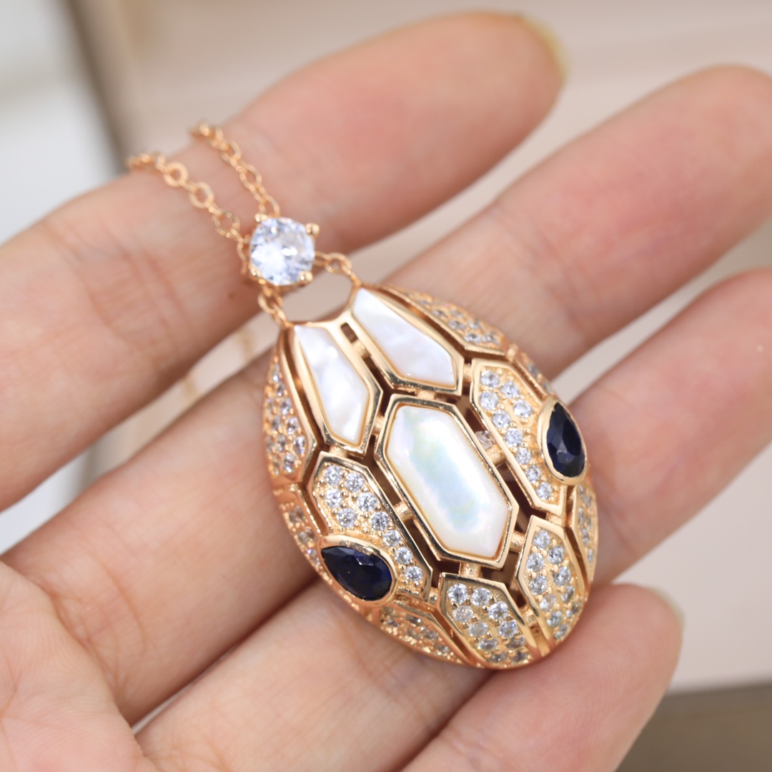 BGN006 Blue gemstone Serpenti seduttori necklace - ccjewelryacc