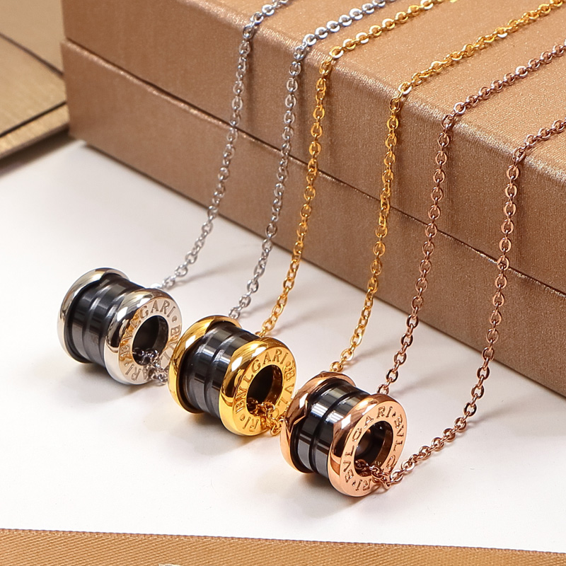 BGN002 Black and white ceramic B zero1 necklace - ccjewelryacc