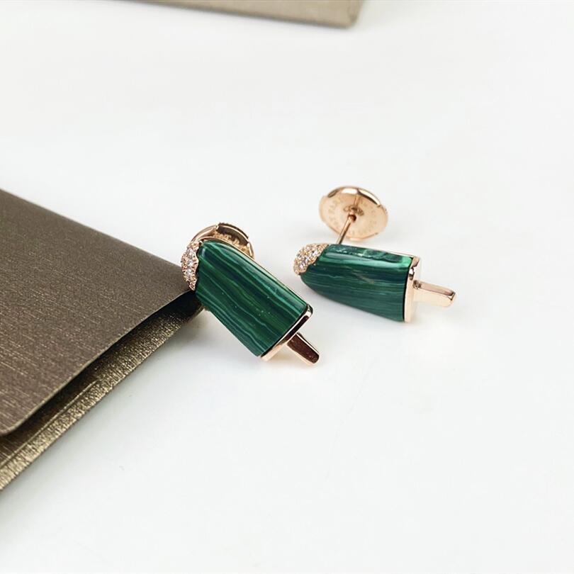 BGE038 Green malachite Ice cream stud earring - ccjewelryacc