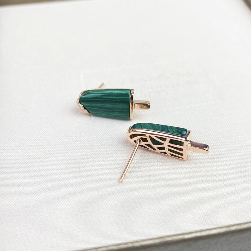 BGE038 Green malachite Ice cream stud earring - ccjewelryacc