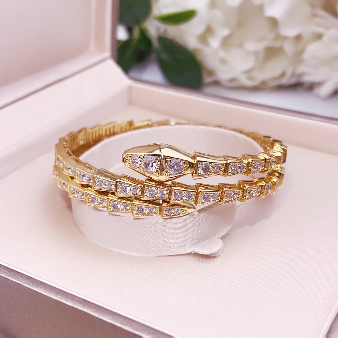 BGS003B Full diamond Snake Serpenti viper bangle bracelet - ccjewelryacc