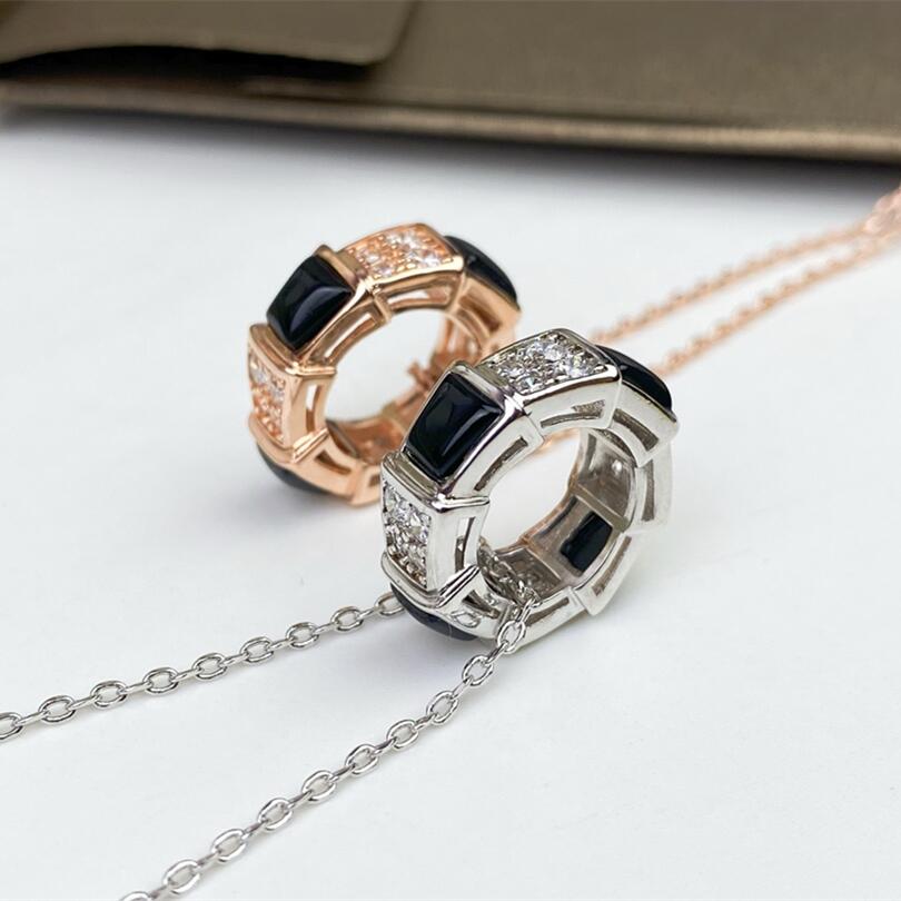 BGN029 Black onyx and diamond Serpenti viper necklace - ccjewelryacc