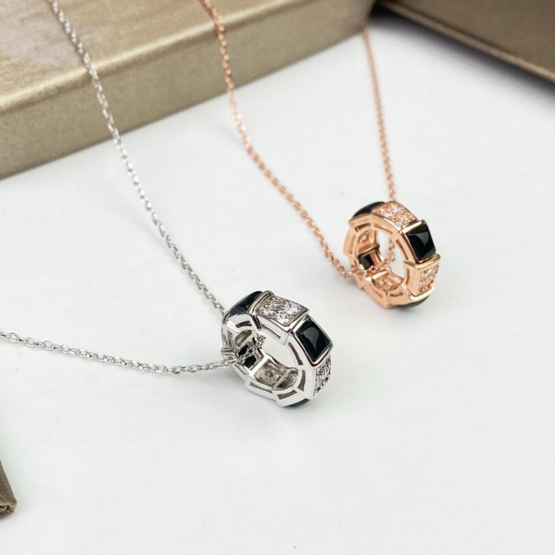 BGN029 Black onyx and diamond Serpenti viper necklace - ccjewelryacc