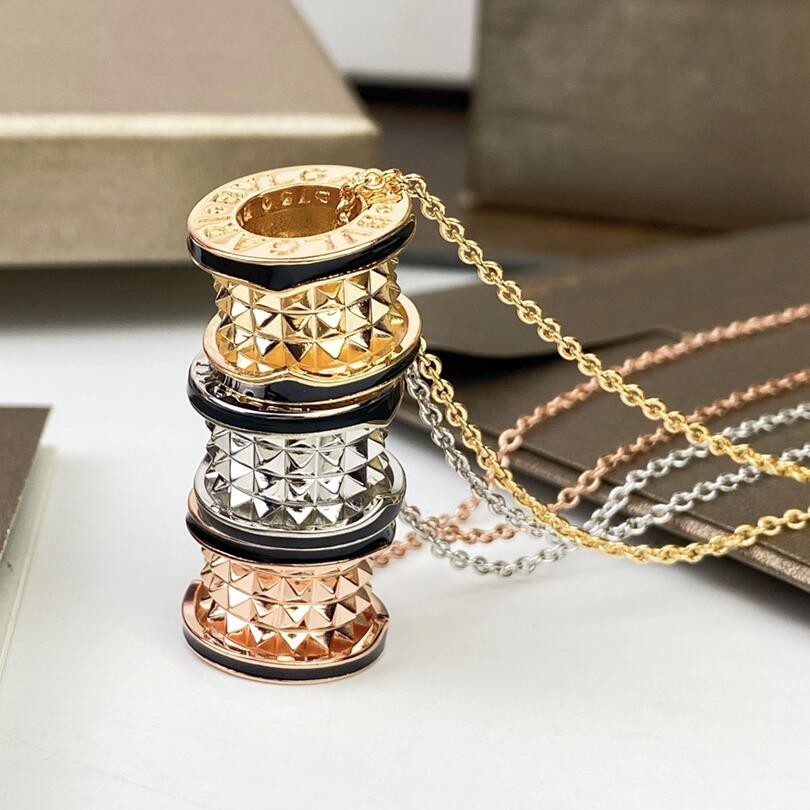 BGN027 B zero 1 Rock necklace Riveter design with black ceramic - ccjewelryacc