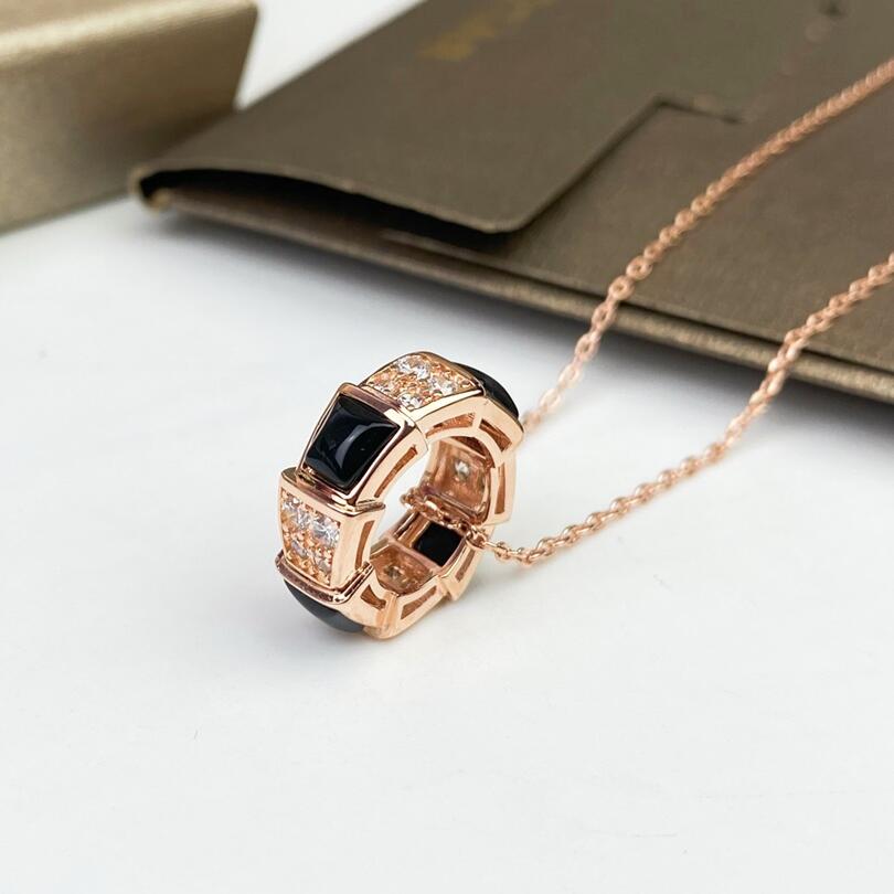 BGN029 Black onyx and diamond Serpenti viper necklace - ccjewelryacc