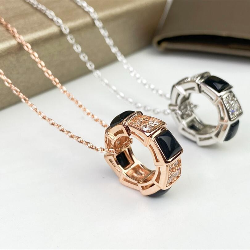 BGN029 Black onyx and diamond Serpenti viper necklace - ccjewelryacc