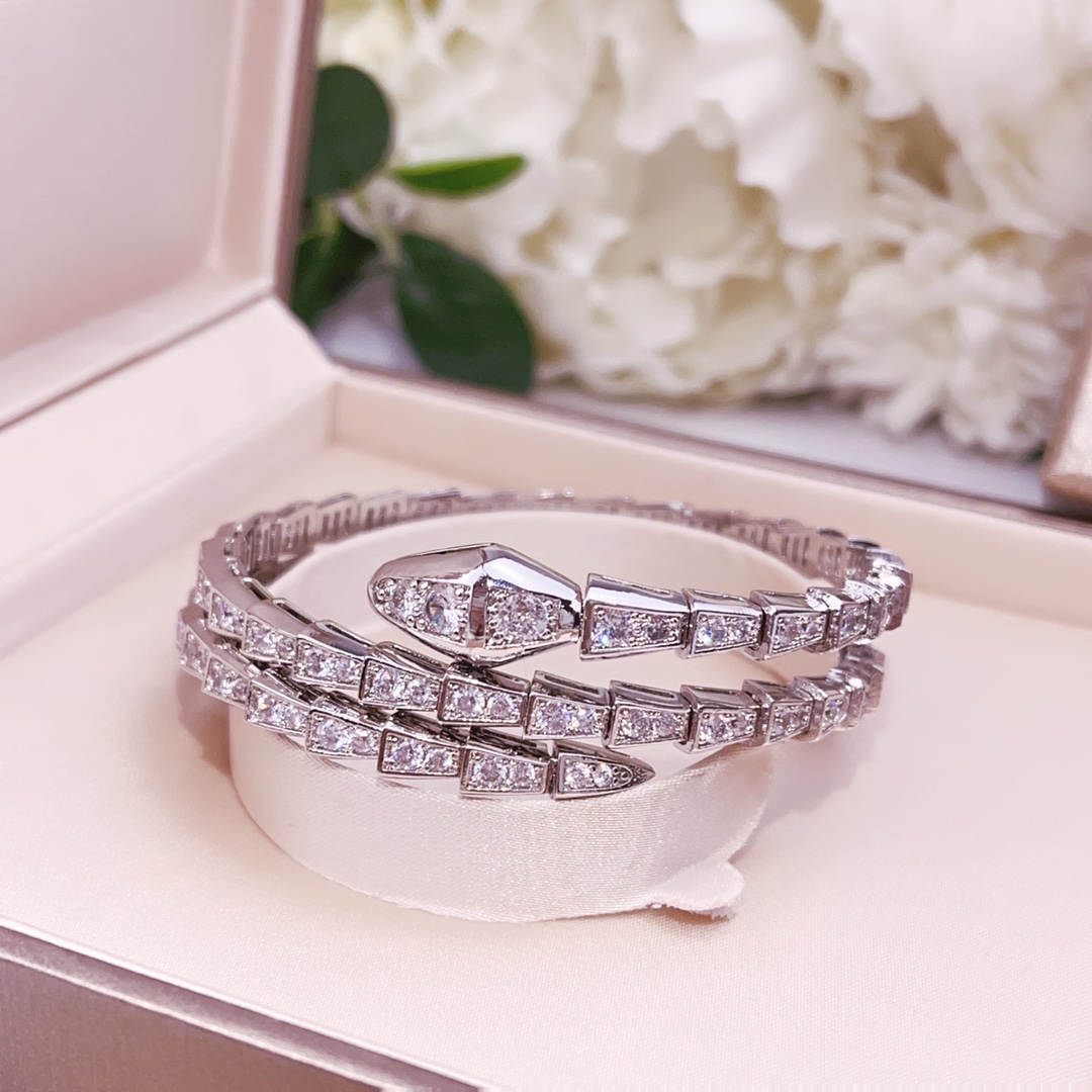 BGS003B Full diamond Snake Serpenti viper bangle bracelet - ccjewelryacc