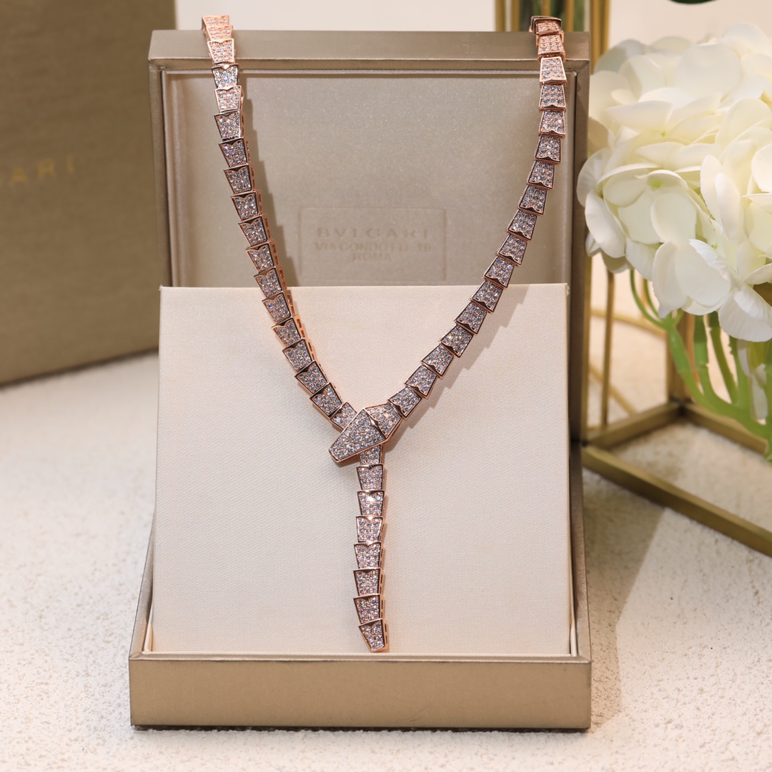 BGN008  Full diamond Serpenti viper necklace - ccjewelryacc