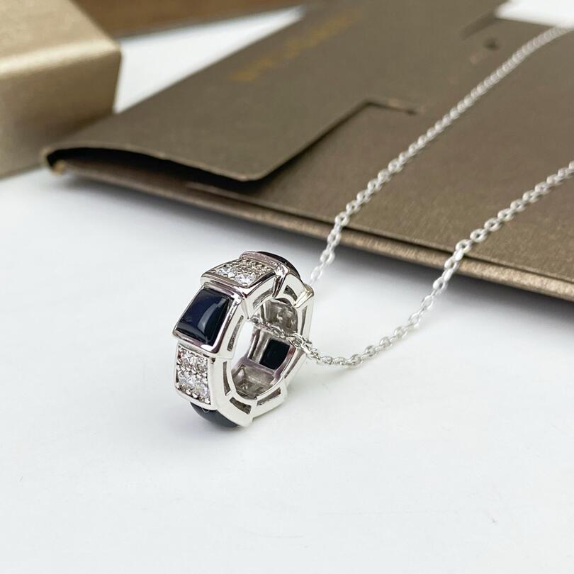 BGN029 Black onyx and diamond Serpenti viper necklace - ccjewelryacc