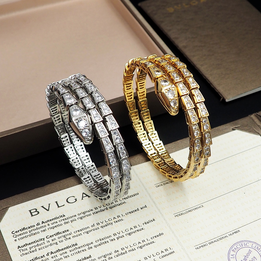 BGS003B Full diamond Snake Serpenti viper bangle bracelet - ccfashionjewelry