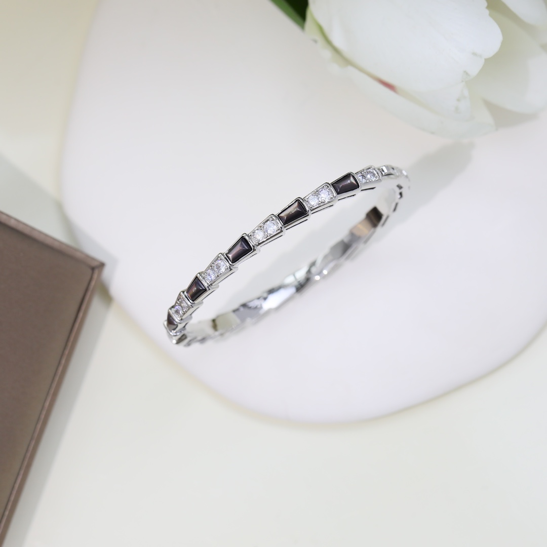 BGS008 Serpenti viper bracelet Half diamond and Black onyx - ccjewelryacc