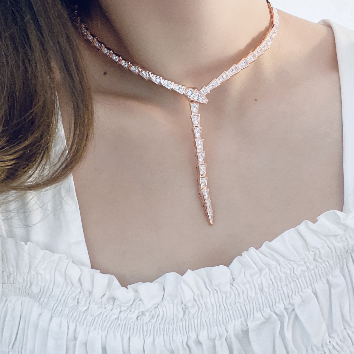 BGN033 Serpenti viper necklace with full diamond - ccjewelryacc