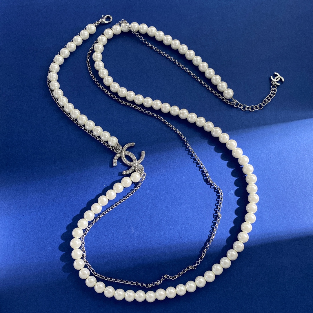 CCL075 Coco CC long pearl necklace - ccjewelryacc