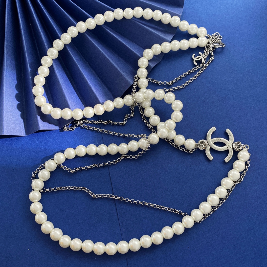 CCL075 Coco CC long pearl necklace - ccjewelryacc
