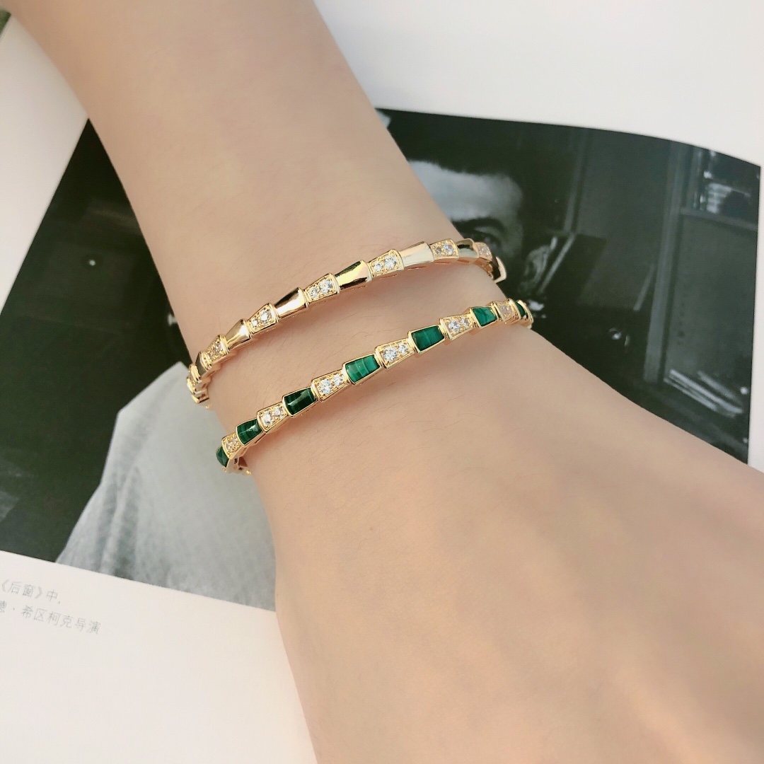 BGSV001 V-Gold Serpenti viper bracelet Green gemston diamond - ccjewelryacc