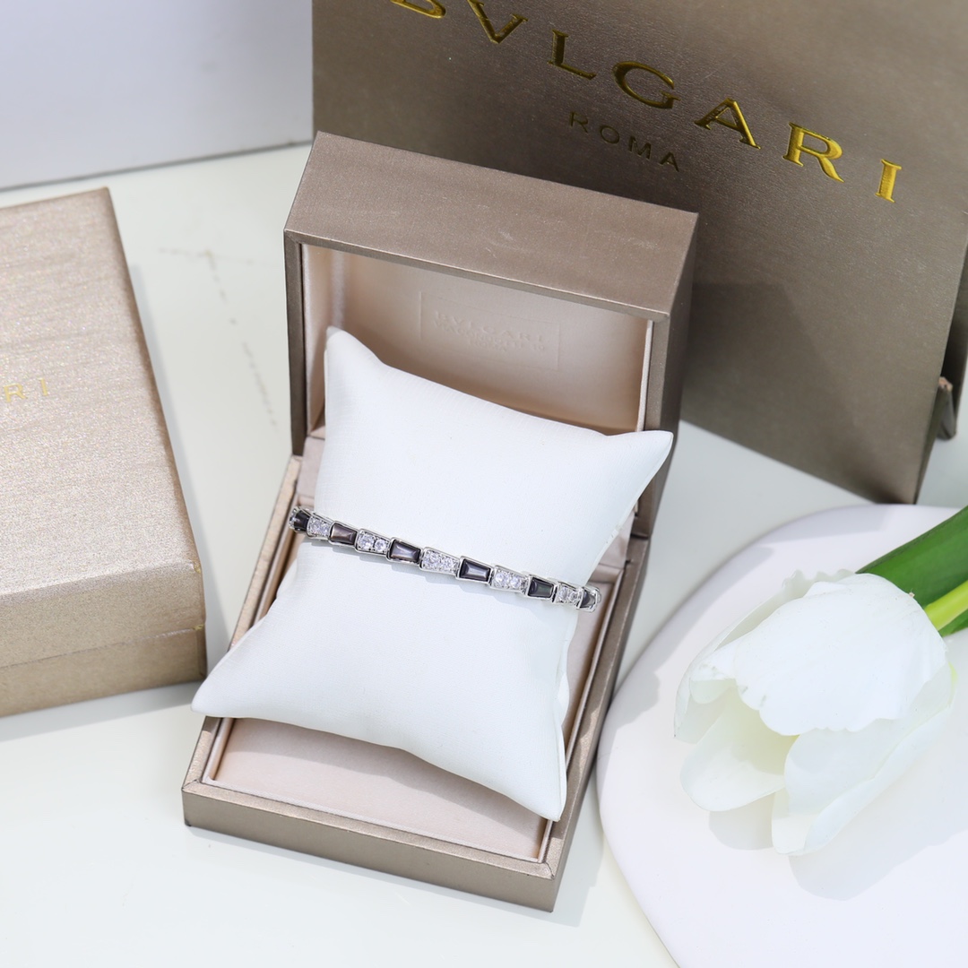 BGS008 Serpenti viper bracelet Half diamond and Black onyx - ccjewelryacc