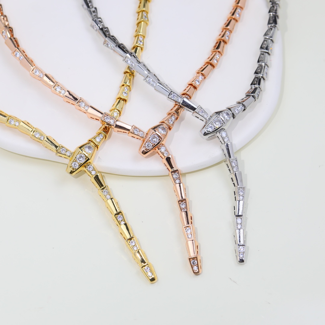 BGN034 Serpenti viper necklace with half diamond - ccfashionjewelry