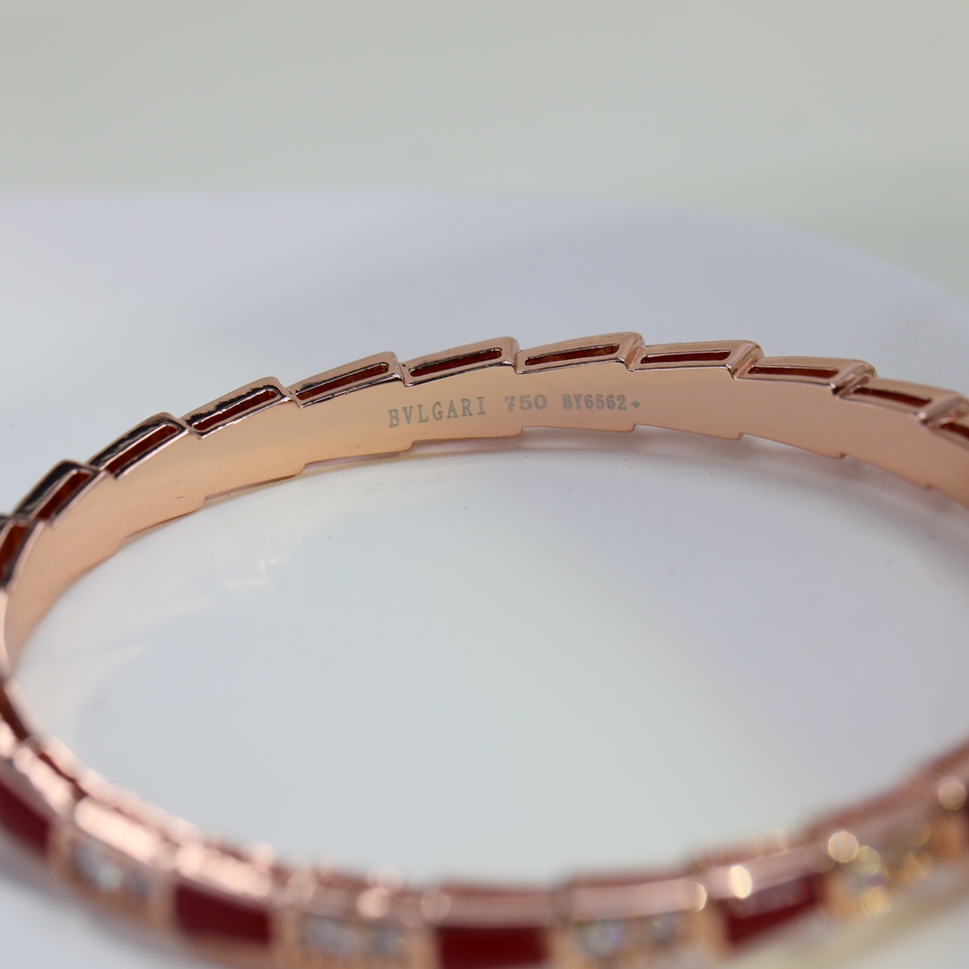 BGS009 Serpenti viper bracelet Half diamond and Red onyx - ccjewelryacc