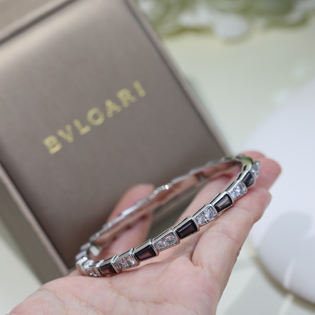 BGS008 Serpenti viper bracelet Half diamond and Black onyx - ccjewelryacc