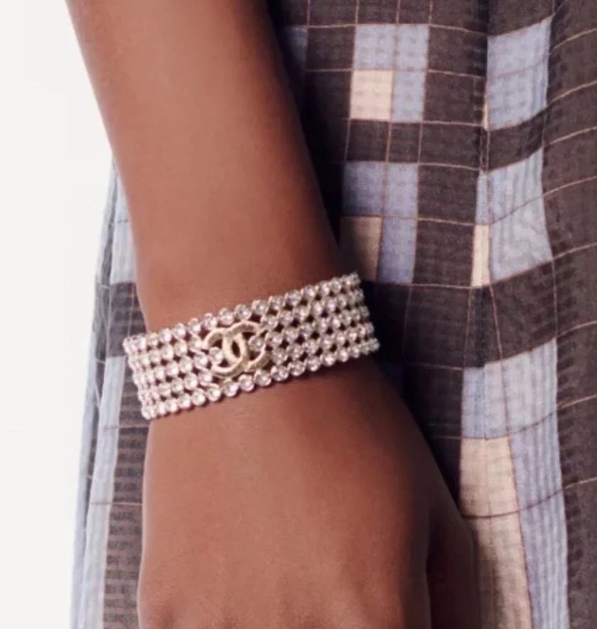CCS084 Full diamond CC logo Bracelet cuff - ccjewelryacc