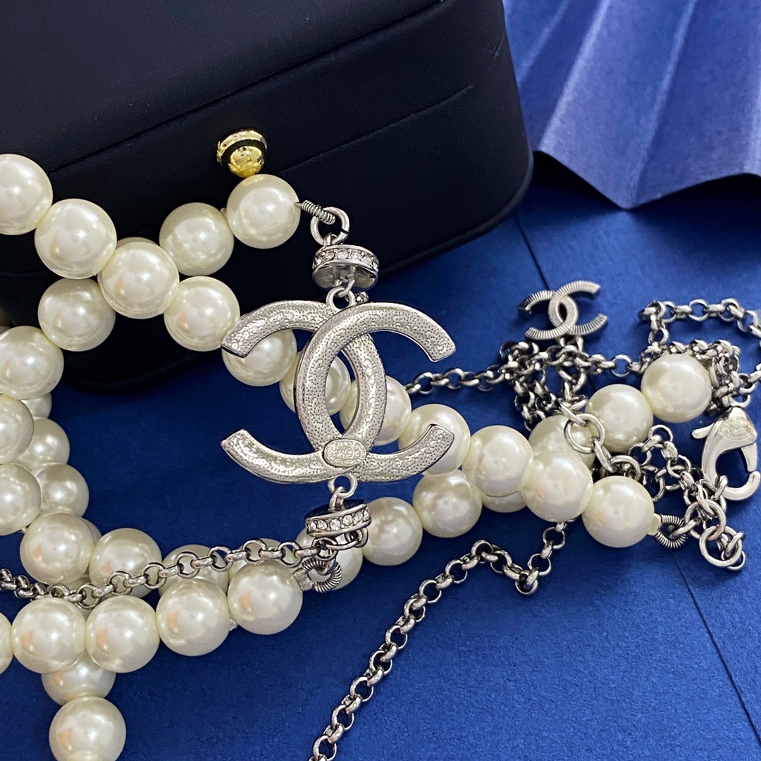 CCL075 Coco CC long pearl necklace - ccjewelryacc