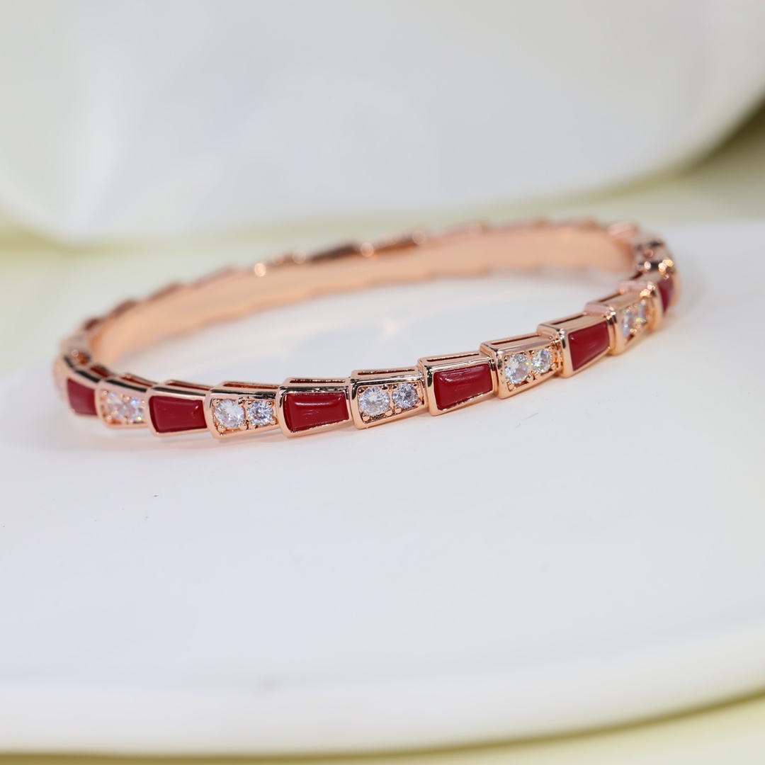 BGS009 Serpenti viper bracelet Half diamond and Red onyx - ccjewelryacc