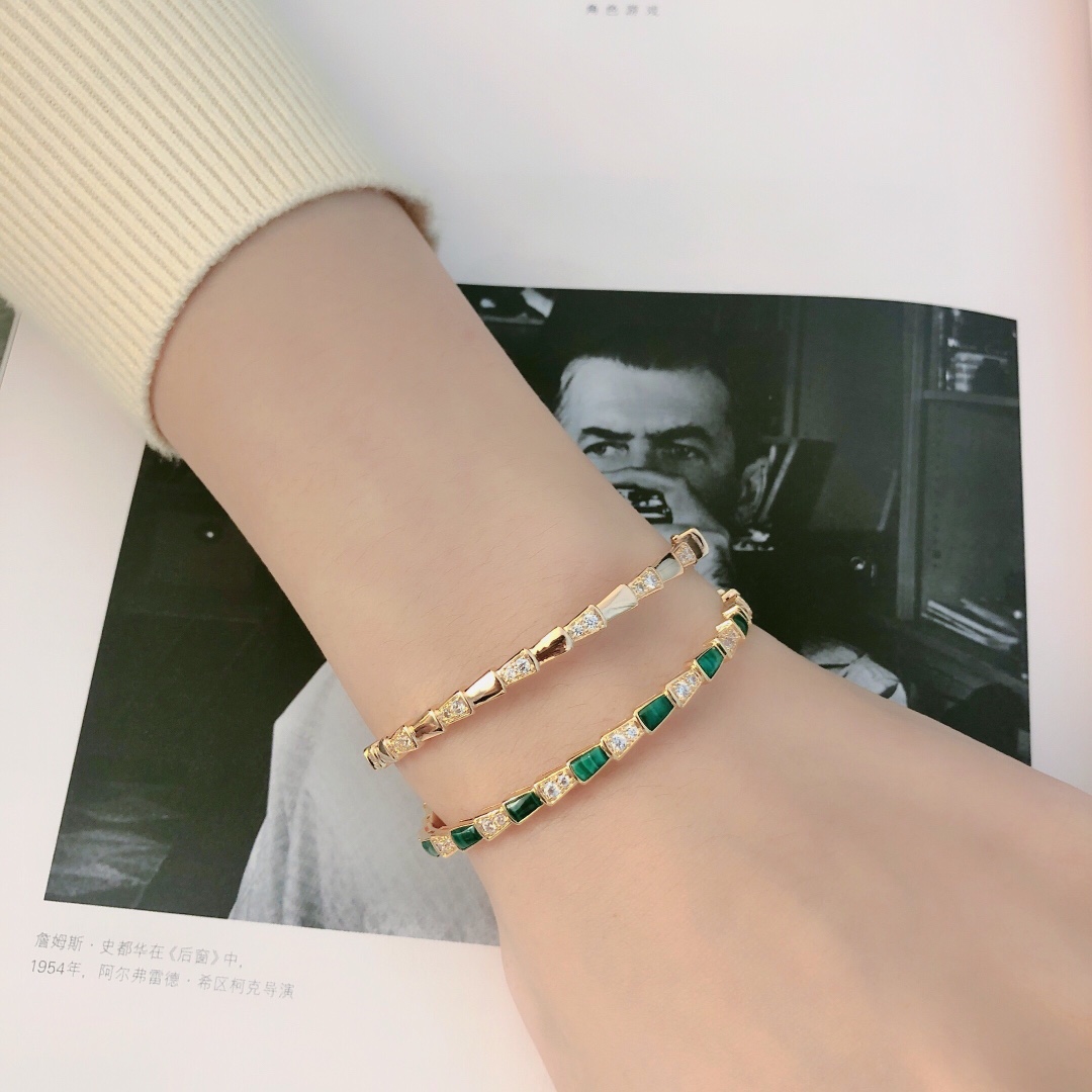 BGSV001 V-Gold Serpenti viper bracelet Green gemston diamond - ccjewelryacc