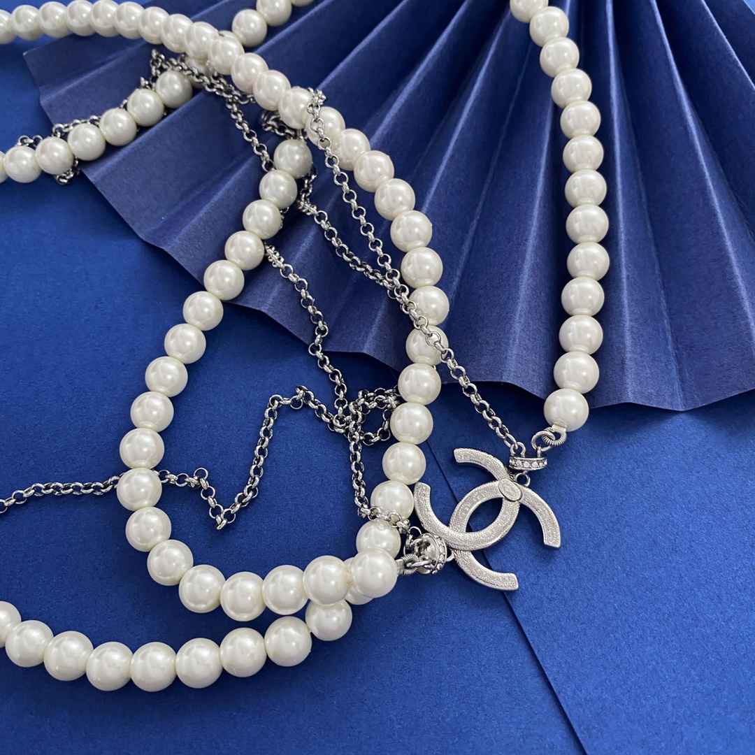 CCL075 Coco CC long pearl necklace - ccjewelryacc