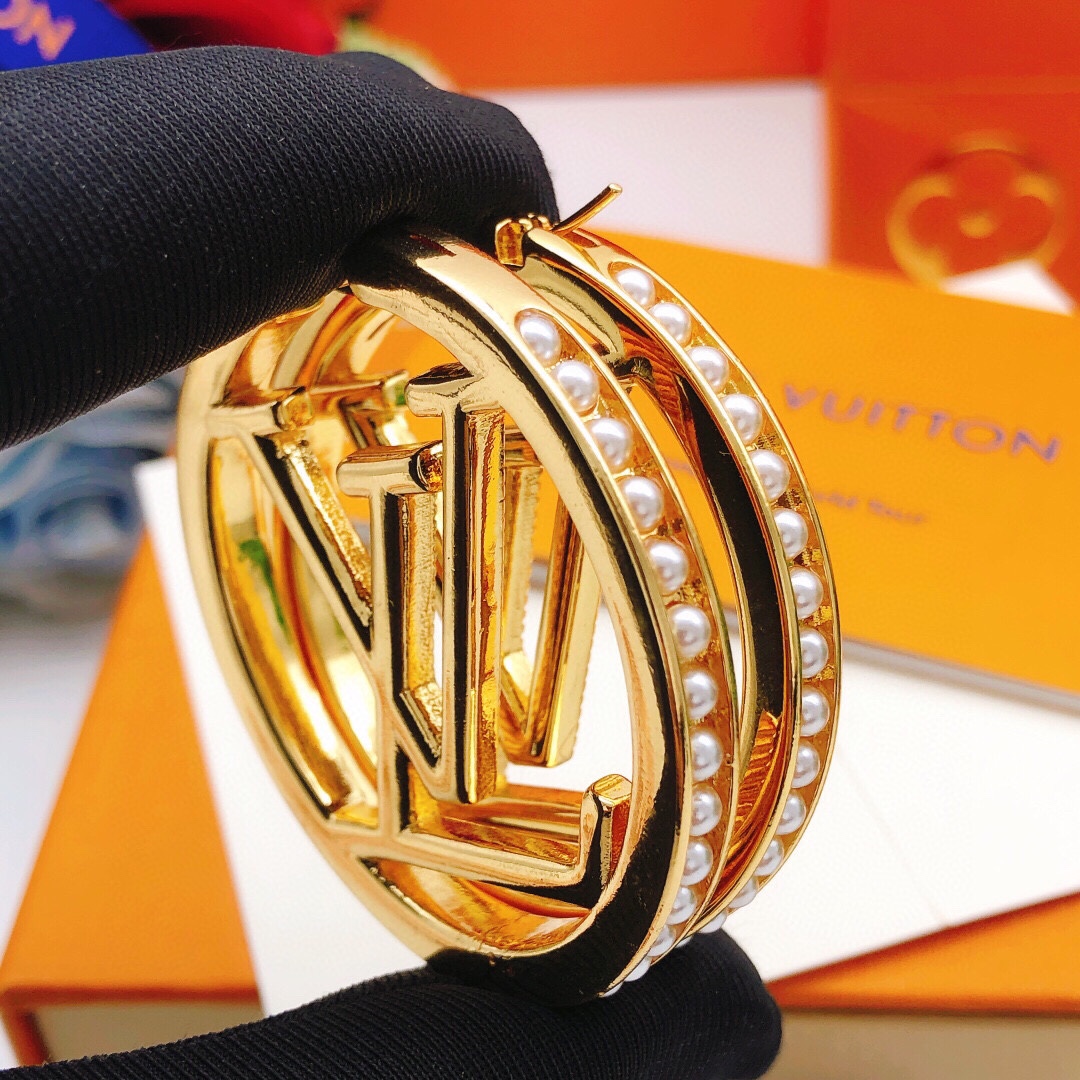 LVE061 5mm Metal pearls hoop VL PM Earrings - ccjewelryacc