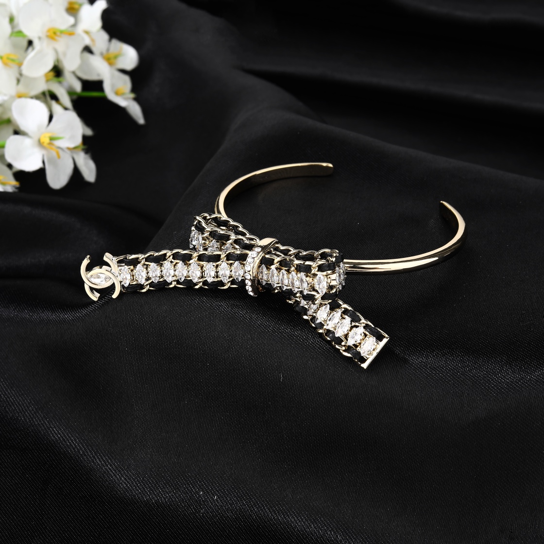 CCS152 Horseeye rhinestone bow bangle bracelet - ccjewelryacc