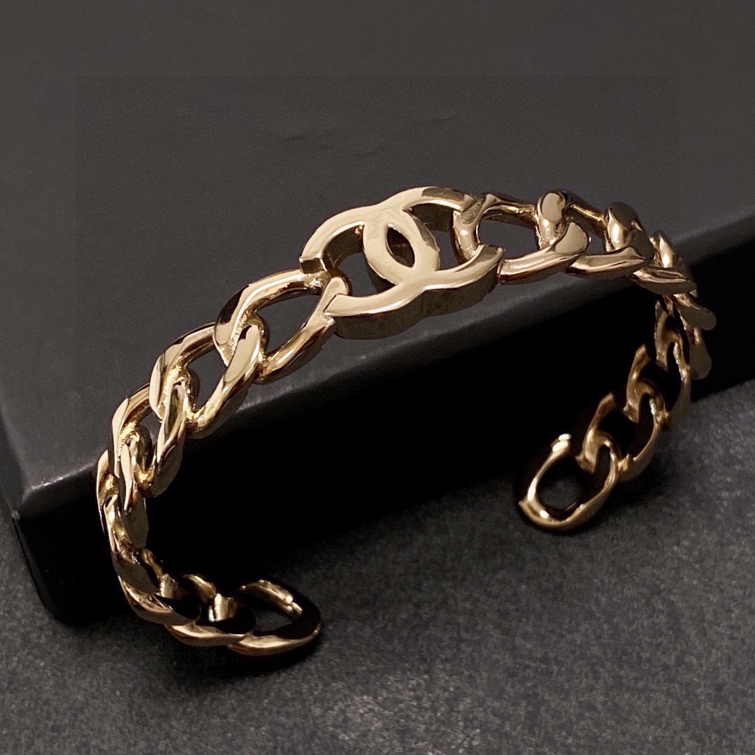 CCS135 Metal CC logo chain bangle bracelet cuff - ccjewelryacc