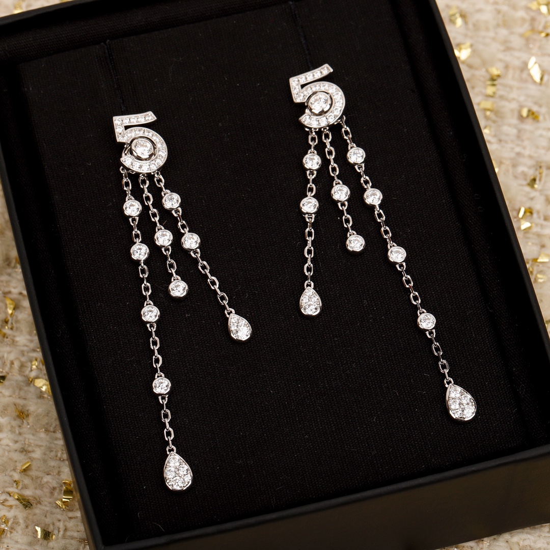 CCES003 S925 Sterling silver Eternal No 5 transformable diamond earrings - ccfashionjewelry