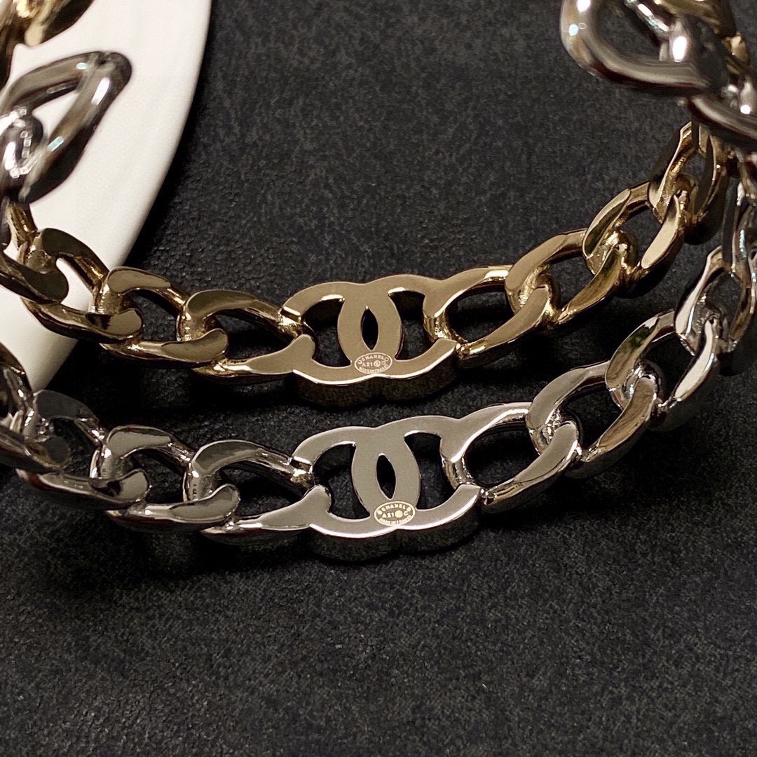 CCS135 Metal CC logo chain bangle bracelet cuff - ccjewelryacc