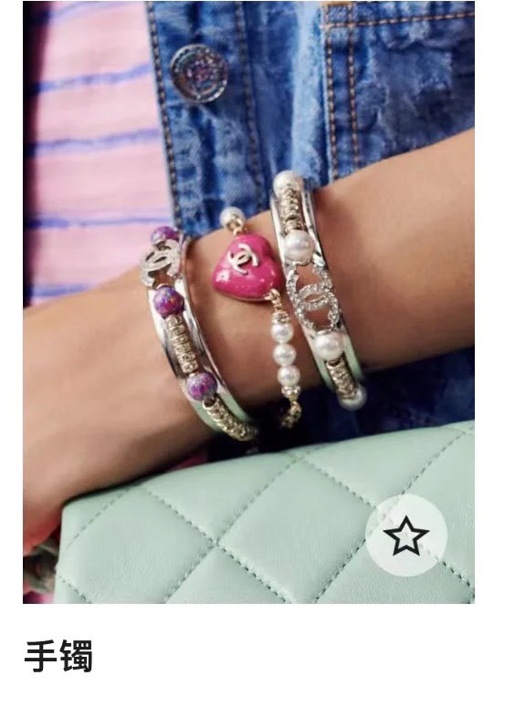 CCS156 Metal pearl crystal cc logo bangle bracelet - ccjewelryacc