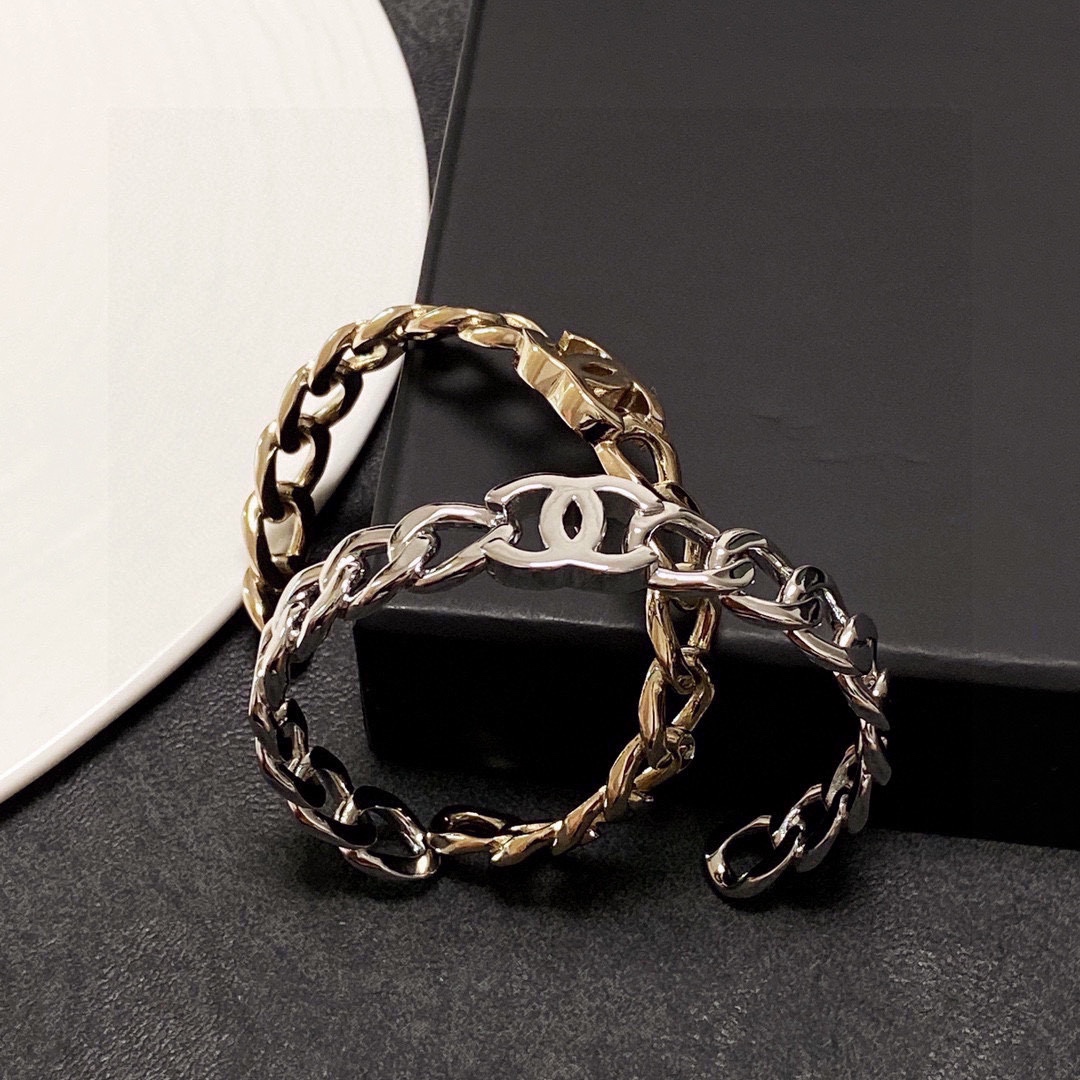 CCS135 Metal CC logo chain bangle bracelet cuff - ccjewelryacc